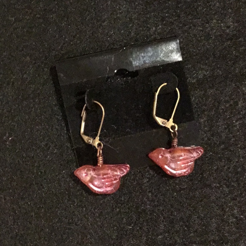 Red bird earrings